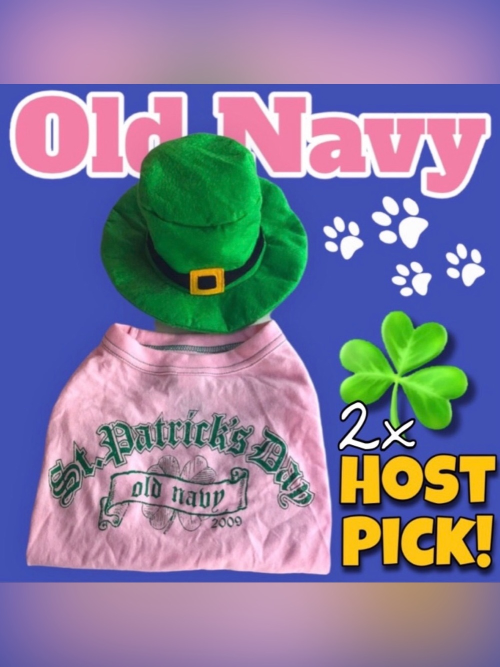 OLD NAVY ST. PADDY’S DAY DOG TEE & HAT *DOG OR CAT HALLOWEEN COSTUME *PINK